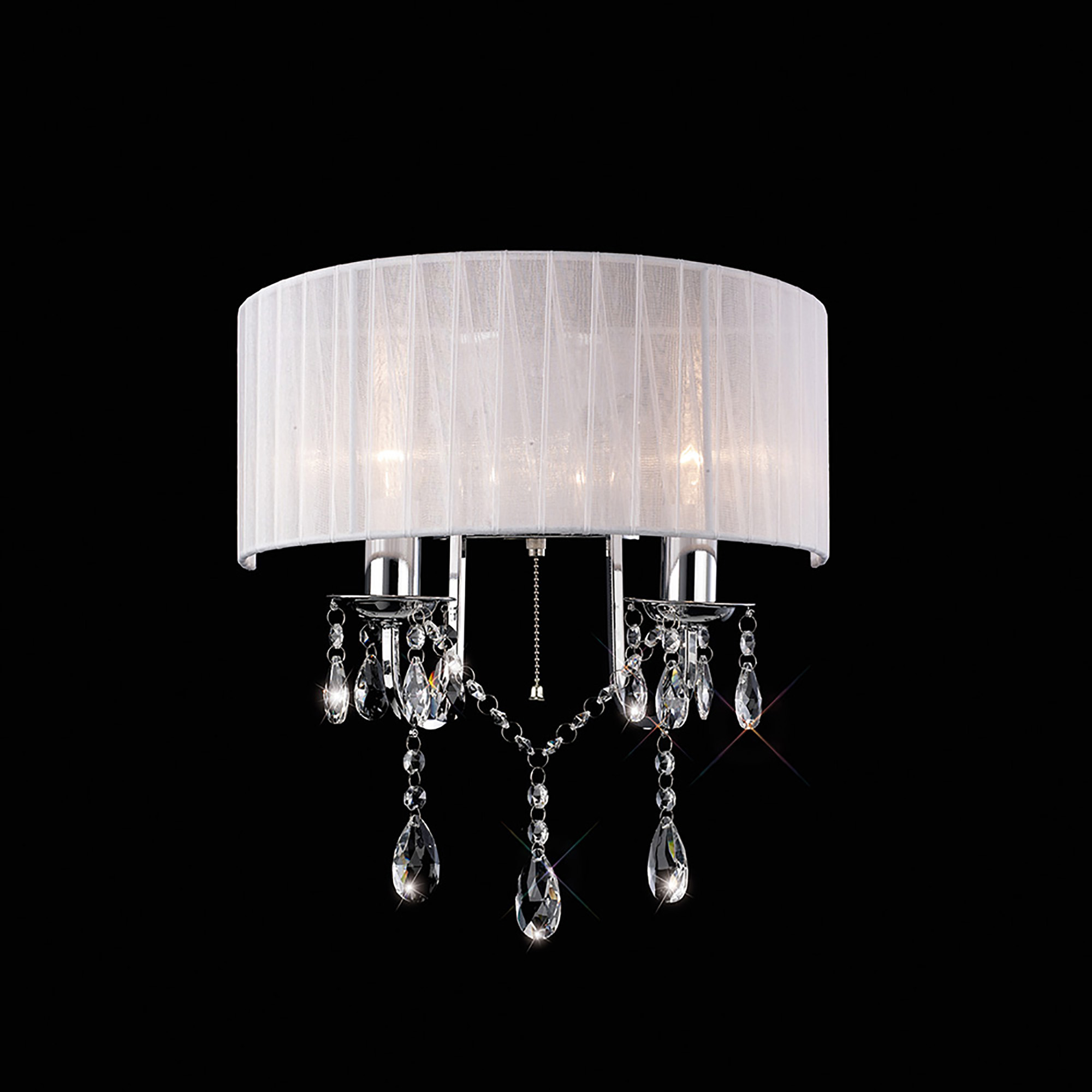 IL30061/WH  Olivia Crystal Switched Wall Lamp 2 Light